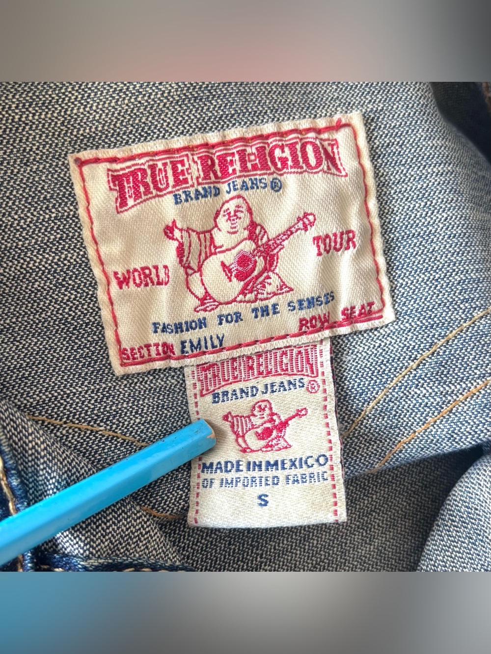 Vintage True Religion Denim Jacket Emily Womens S Y2K Trucker Western 2000s Crop - Picture 5 of 12